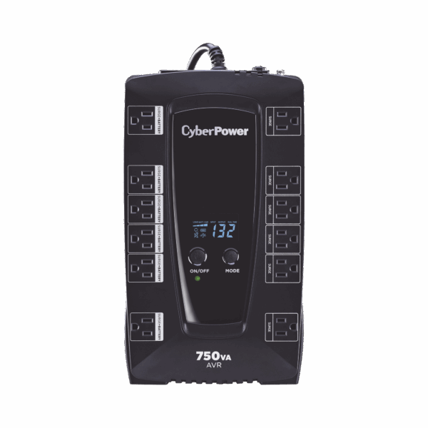 UPS de 750 VA/450 W, Topología Línea Interactiva, Entrada 120 Vca NEMA 5-15P, Tipo Gabinete Compacto, Con 12 Tomas NEMA 5-15R