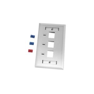 Placa de pared, de 3 puertos, Keystone, con espacio para eti...