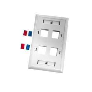 Placa de pared de 4 puertos, Keystone, con espacio para etiq...
