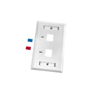 Placa de pared de 2 puertos, Keystone, con espacio para etiq...