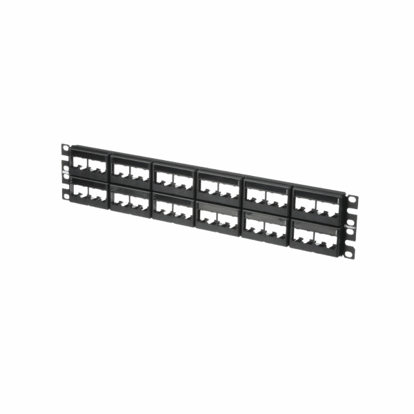 Panel de Parcheo Modular Mini-Com (Sin Conectores), Plano, Sin Blindaje, Con Etiqueta y Cubierta, de 48 puertos, 2UR