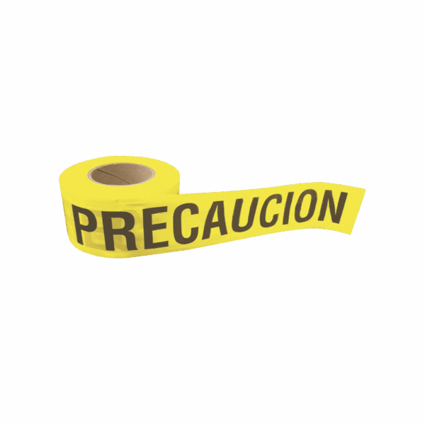 Cinta para barricada "PRECAUCION" de 100 m y ancho de 3".