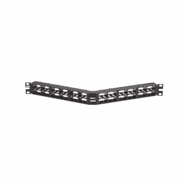 Panel de Parcheo Modular Mini-Com (Sin Conectores), Angulado, Sin Blindaje, Alta Densidad, de 48 puertos, 1UR