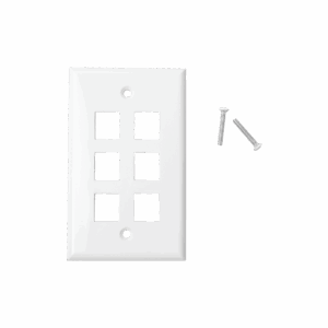 Placa de pared de 6 puertos, Keystone, Color Blanco