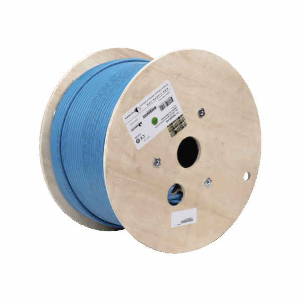 Bobina de Cable Blindado F/UTP de 4 Pares, Z-MAX, Cat6A, Soporte de Aplicaciones 10GBase-T, CMR (Riser), Color Azul, 305m