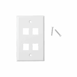 Placa de pared de 4 puertos, Keystone, Color Blanco