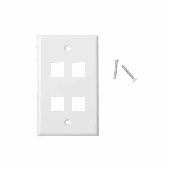 Placa de pared de 4 puertos, Keystone, Color Blanco