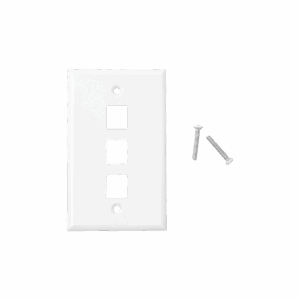 Placa de pared de 3 puertos, Keystone, Color Blanco