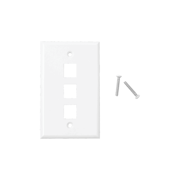Placa de pared de 3 puertos, Keystone, Color Blanco