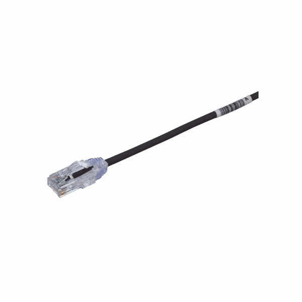 Cable de Parcheo TX6, UTP Cat6, Diámetro Reducido (28AWG), Color Negro, 6in (15.2 cm)