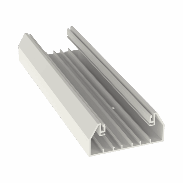 Base para canaleta T-70, de PVC rígido, con orificios perforados para montaje, 103.3 x 44.9 x 2400 mm, Color Blanco Mate