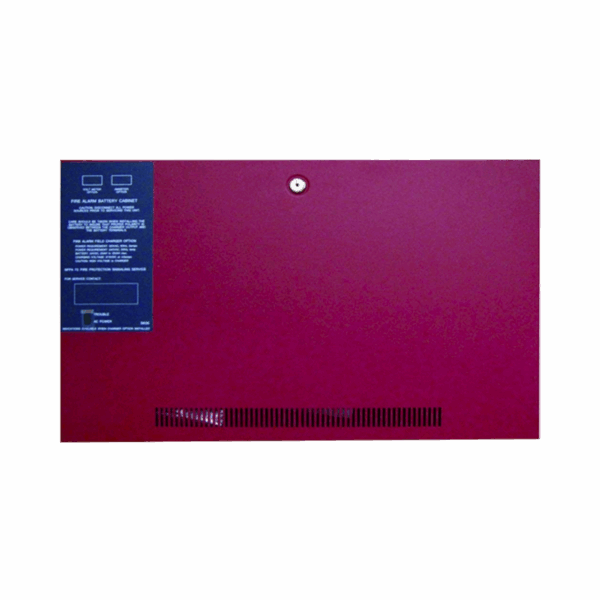Gabinete para dos baterías de respaldo de 55 AH. Para aplicaciones en sistemas de detección de incendio (FAS).