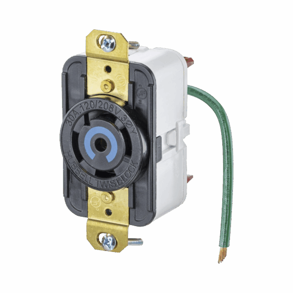 Receptáculo de Media Vuelta Industrial 30 A 120/208 V CA/ Nema L21-30R /Color Negro.