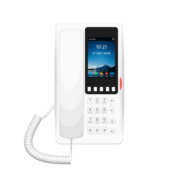 Teléfono IP Wi-Fi Hotelero con PoE, Puerto USB de Carga y Pantalla LCD de 3.5"