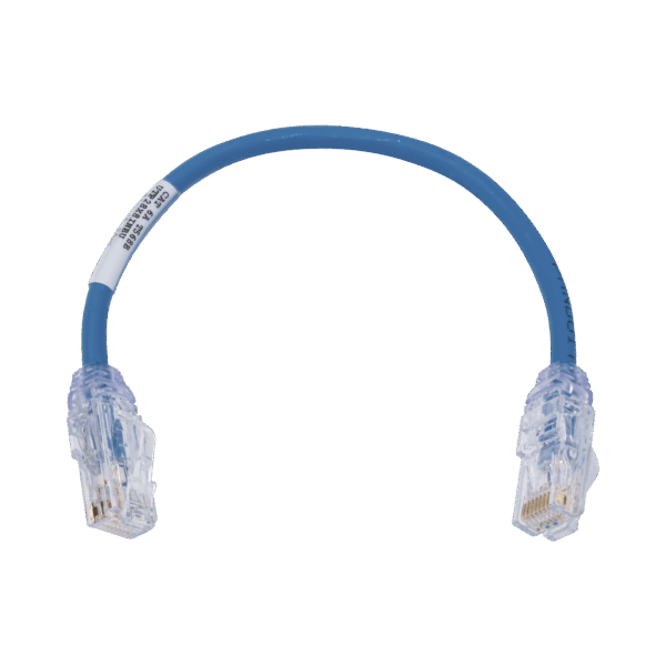 Cable de Parcheo UTP, Cat6A, Diámetro Reducido (28 AWG), CM/LSZH, Color Azul, 8in (20.3cm)