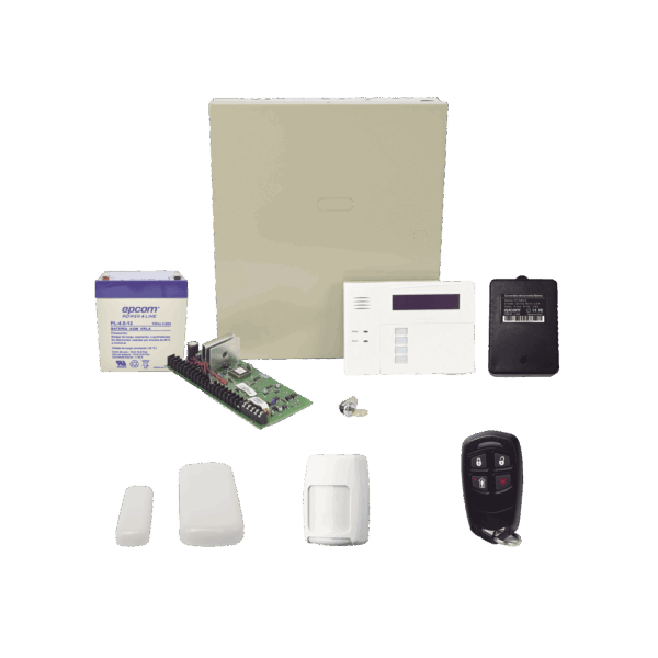 Kit inalámbrico de panel VISTA48 con teclado 6160RF receptor inalámbrico, 2 contactos 5800MINI, 1 PIR 5800PIR, 1 Control Remoto 58344, Batería y Transformador