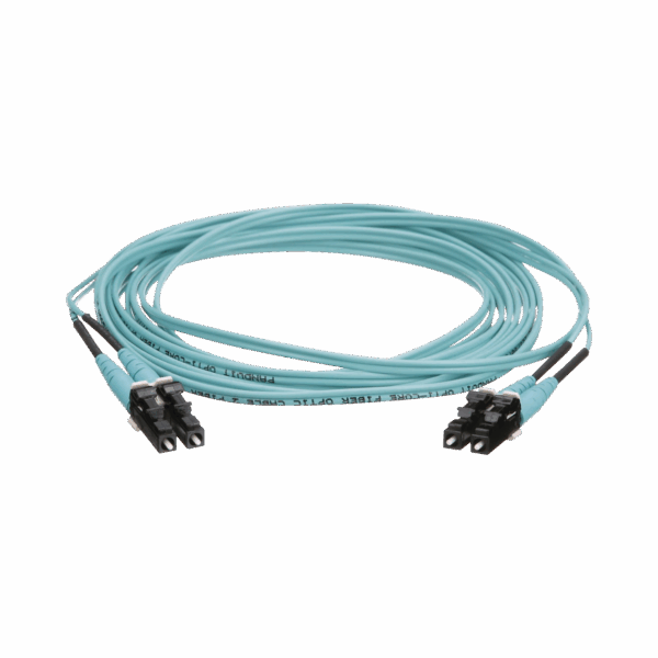 Jumper de Fibra Optica Multimodo 50/125 OM4, LC-LC Duplex, OFNR (Riser), Color Aqua, 3 Metros
