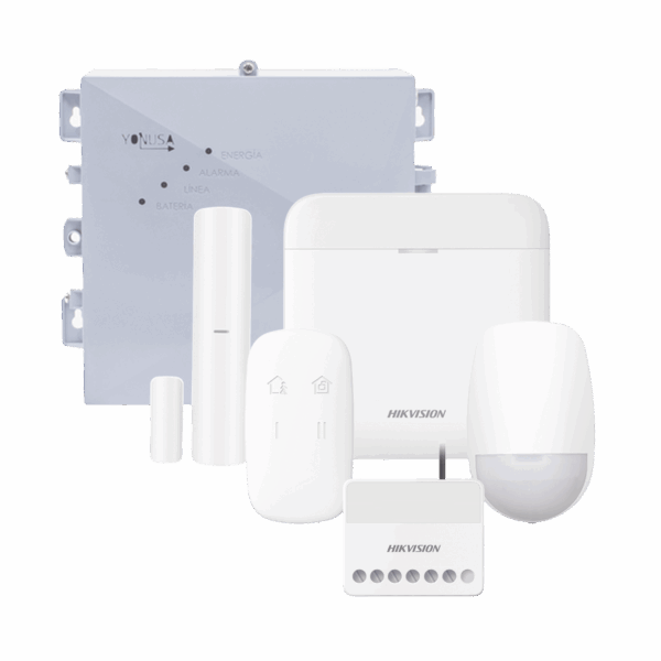 (AX PRO + YONUSA) KIT de Alarma AX PRO / Incluye: 1 Hub con bateria de respaldo / 1 Energizador 2500Mts Lineales / 1 Relevador 0 a 36 Vcc (Max. 5 A) con Entrada de Alarma 27/7 / 1 Keyfob / 1 PIR Interior / 1 Magnético