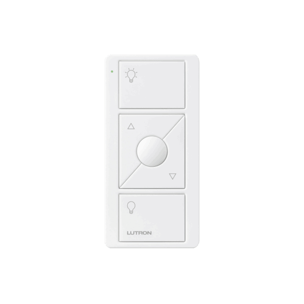 Control remoto PICO 3 botones encender/apagar, subir/bajar intensidad, color blanco, complemente con un atenuador Caseta, RA2, RadioRa2.