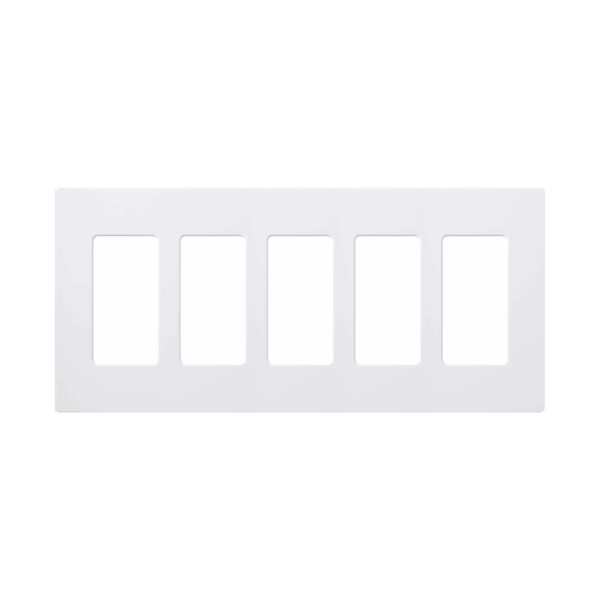 Placa de pared 5 espacios, para atenuador (dimmer), switch ó control remoto PICO inalámbrico