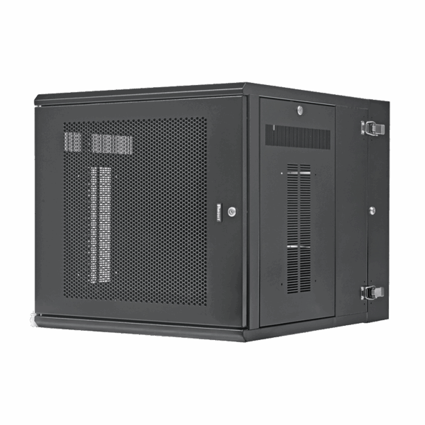 Gabinete PanZone de Montaje en Pared, de 19in, Puerta Perforada, 12 UR, 762mm de Profundidad, Color Negro