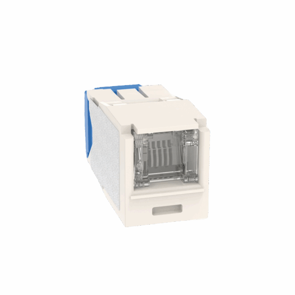 Conector Jack RJ45 Estilo TG con Ventana, Mini-Com, Categoría 6A, de 8 posiciones y 8 cables, Color Blanco