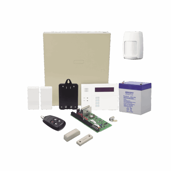 Kit Inalámbrico de panel VISTA48 con Teclado Alfanumérico 6160RF, Receptor para sensores Inalámbricos, Batería, Transformador, 2 Contactos Magnéticos 5816 con imán, 1 Sensor de Movimiento 5800PIR y un Control Remo