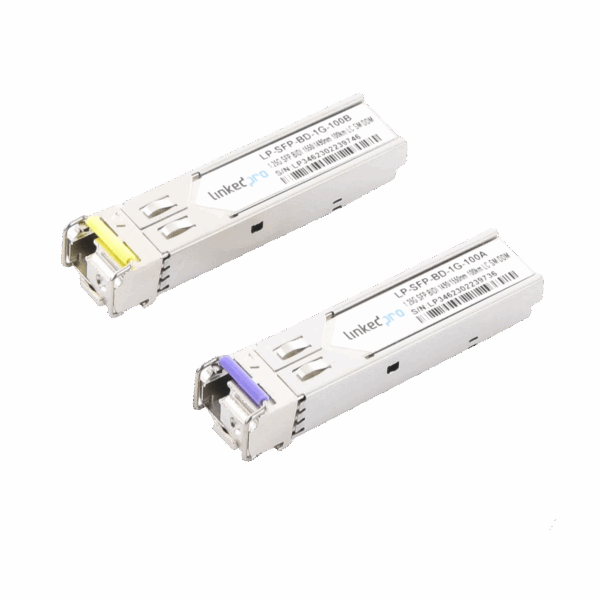 Transceptores Ópticos Bidireccionales SFP (Mini-Gbic) / Monomodo 1490 & 1550 nm / 1.25 Gbps / 1000BASE-BX / Conector LC/UPC Simplex / DDM / Hasta 100 km / 2 Piezas