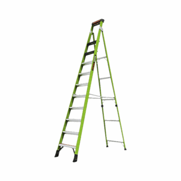 Escalera de 3.65 m Capacidad máxima de 170 Kg, inclinada, de fibra de vidrio con almohadilla de pared giratoria.
