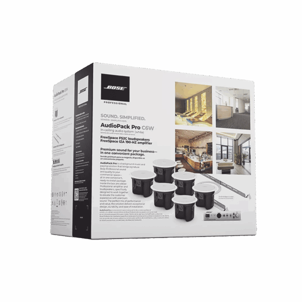 Kit de Audio Freespace | 6 Altavoces de Plafón + Amplificador | Color Blanco | Ideal para Audio Ambiental