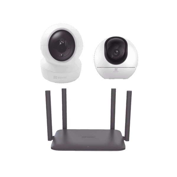 Kit de Camaras Wi-Fi Para Interior, Incluye 1 pieza CS-H6 / 1 Pieza C6N / 1 Pieza de Router DS-3WR15X / Seguimiento Inteligente / Ranura para Memoria / Audio de Dos Vías / Wifi 6 / 4 Puertos 1000 Mbps