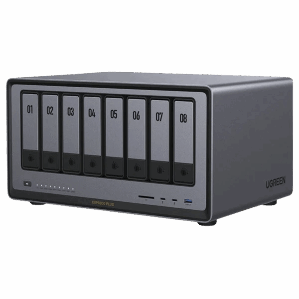 NASync DXP8800 Plus | SO UGOS Pro |  Intel X86 12th Gen Intel® Core™ i5 | SSD 128 GB | 8-Bahias (SATA) | 8GB DDR5 (Exp. a 32GB) | 2* M.2 SSD | 4 Puertos Thunderbolt™4 | WiFi | 1*USB3.2 Gen2, 10Gb/s | HDMI 8k.