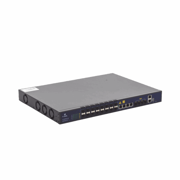 OLT de 16 puertos GPON con 8 puertos Uplink (4 puertos Gigabit Ethernet + 4 puertos SFP / puertos SFP+) hasta 2,048 ONUs