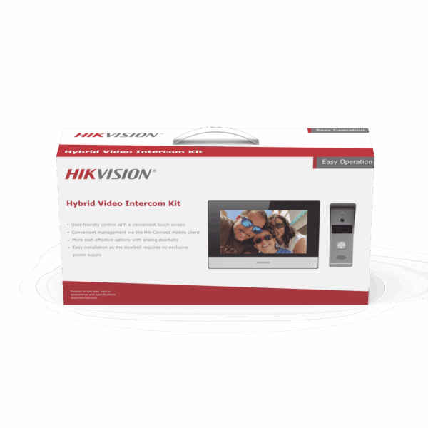 Kit de Videoportero Analógico de Metal / IP a 4 Hilos con Función de Llamada a App Hik-Connect / Monitor se Conecta a Internet por Cable o WiFi y por 4 Hilos al Frente de Calle  IP65 / Expandible a Mas Equipos