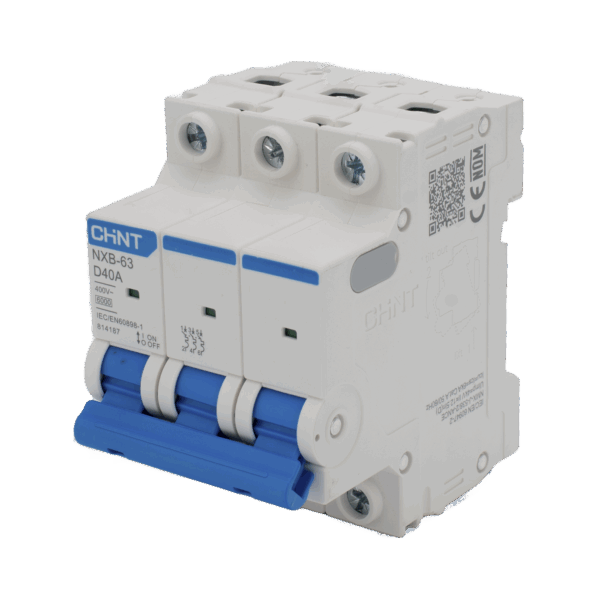 Pastilla para Riel Din, 3 Polos, 40 Amp, Vca:110/415v, 6kA, Catálogo: NXB633PD40, Serie: NXB-63.