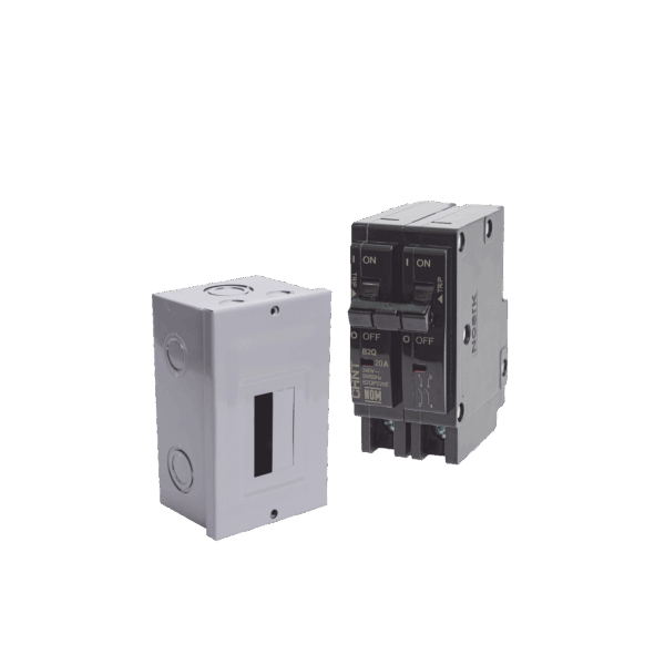 Kit Centro de Carga para sobreponer con 1 Interruptor Térmico de 2 Polos, 20Amp 120/240Vca 10kA.