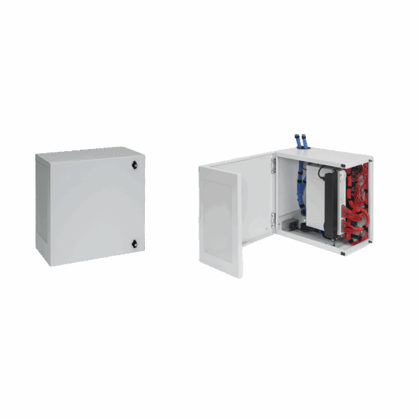 Gabinete de Montaje en Pared L-Box, 610 x 610 x 313 mm, de Acero, 6 UR, Color gris