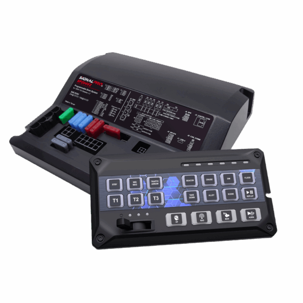Sirena Vehicular de 200W de Potencia, Programable, Con Controlador de Panel Deslizante de 19 botones, indicador de flecha de tráfico de 6 LED, 12 Salidas Auxiliares