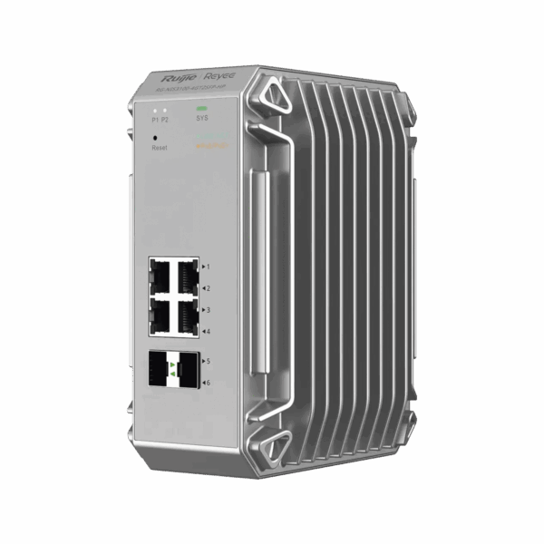 Switch Industrial PoE hasta , Ideal para temperaturas Extremas y protección contra descargas, 4 Puertos Gigabit PoE 802.3 af/at, 2 puertos SFP Administrable Cloud