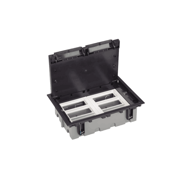 Caja Para Instalación en Piso Falso para Voz, Datos o Contactos Eléctricos / Capacidad para 6 Módulos / Espacio Embellecedor en la Tapa / Profundidad Ajustable de 90 a 120 mm / Los Módulos se Adquieren Aparte / (SF610/14CY)