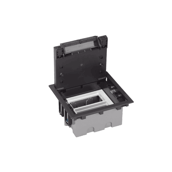 Caja Para Instalación en Piso Falso para Voz, Datos o Contactos Eléctricos / Capacidad para 2 Módulos / Espacio Embellecedor en la Tapa / Profundidad Ajustable de 90 a 120 mm / Los Módulos se Adquieren Aparte / (SF210/14CY)