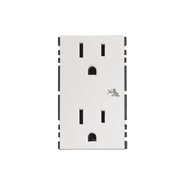 Módulo Color Blanco Duplex de Contactos Eléctricos / Necesita el SM-ADAP-FP Para Fijar a caja para Pavimento / (25424-30)