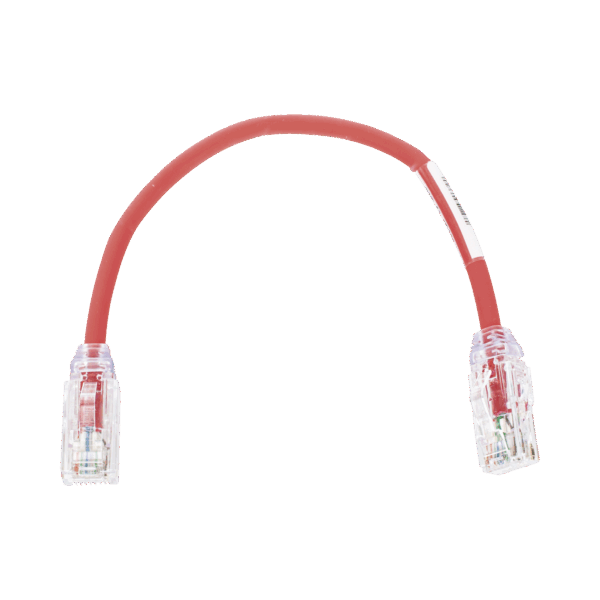 Cable de Parcheo UTP, Cat6A, Diámetro Reducido (28 AWG), CM/LSZH, Color Rojo, 8in (20.3cm)