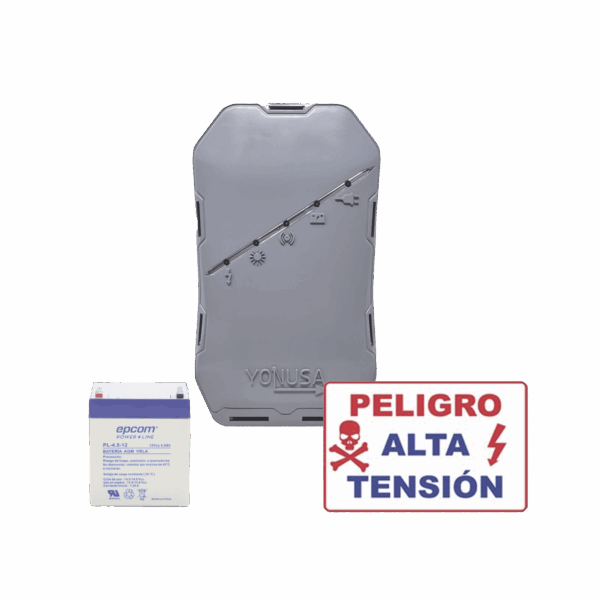 KIT deEnergizador 12,000Volts - .5 Joules / 500 Mts Lineales de Protección / Cercas Electrificadas / Llavero Incluido