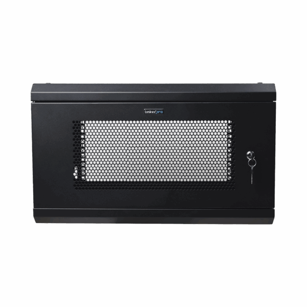 Gabinete de Pared de 6U con Puerta Perforada, 455 mm de Profundidad Total, Rack de 19'', Acero Reforzado Color Negro