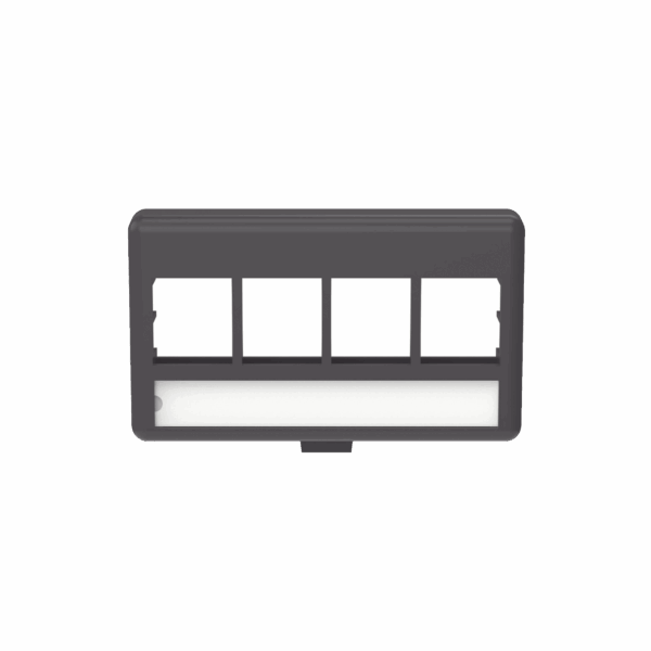 Placa de Mobiliario Modular Estándar, Salidas Para 4 Puertos Keystone, Color Negro