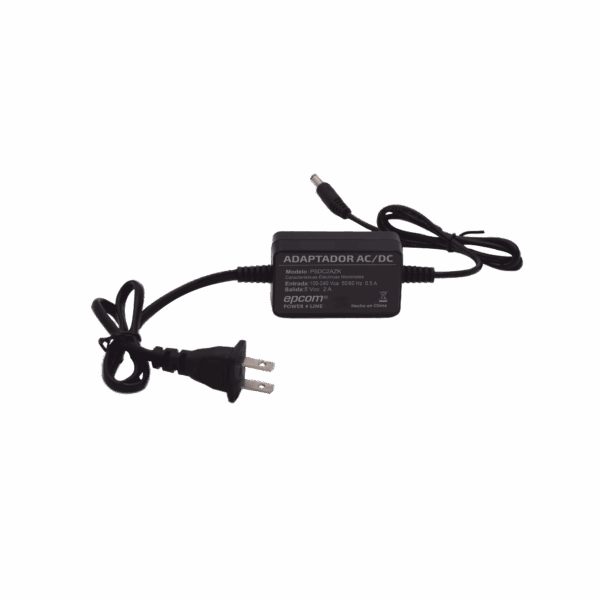 Adaptador 5 Vcc / 2A / UL / Voltaje de Entrada de 100-240 Vca / Para uso, solo en lectores biométricos de 5 Vcc de la marca ZK