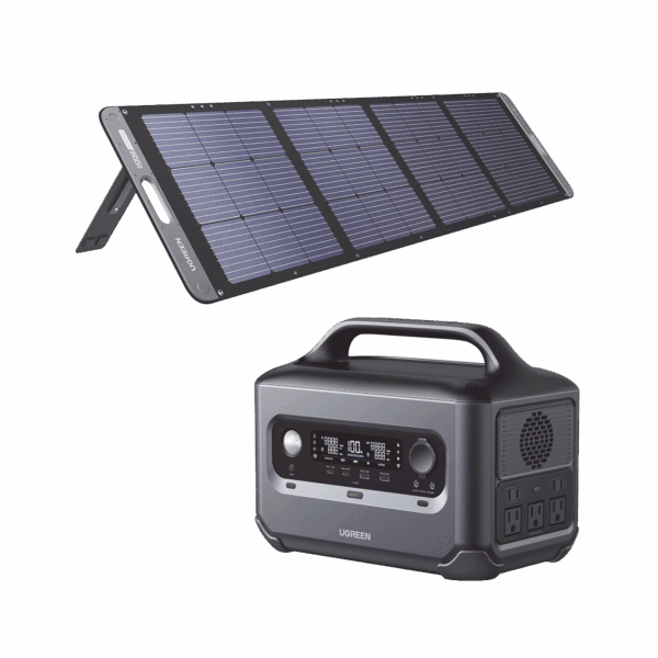 Kit de Estación de Energía Portátil 600W (680Wh) + Panel Solar Plegable de 100W.