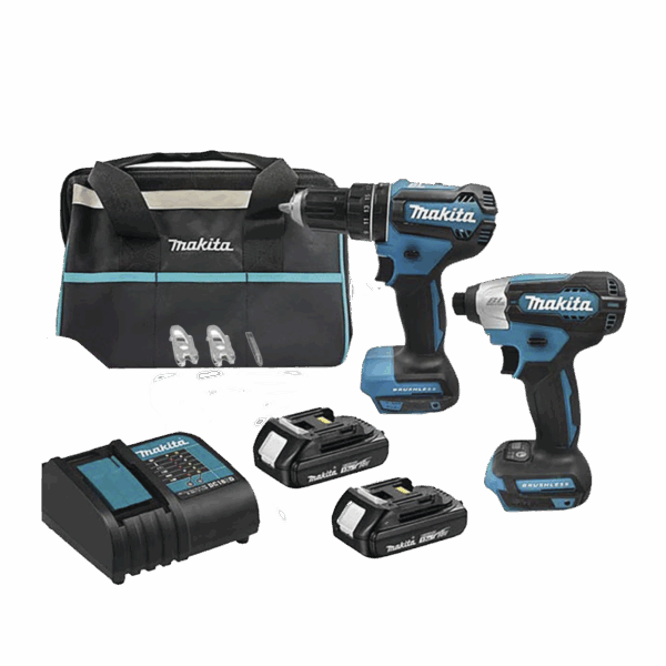 Kit de Rotomartillo Atornillador DHP485Z + Atornillador de Impacto DTD157Z, incluye 2 Baterías BL1815N, 1 Cargador DC18SD y Maleta de lona.