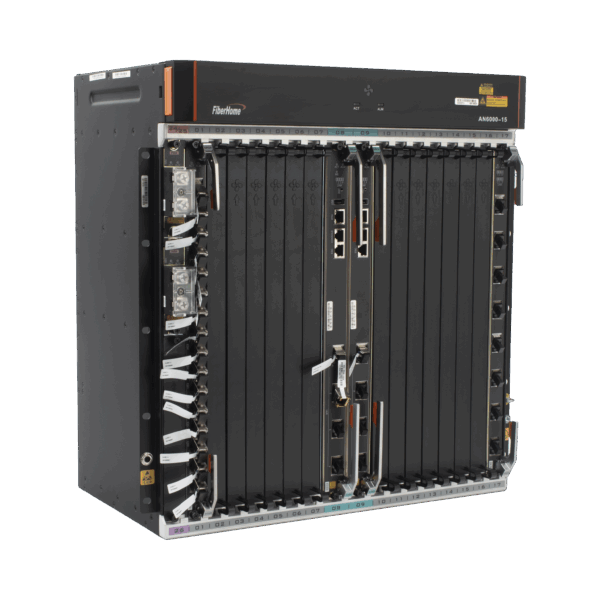 OLT Carrier Class Modular GPON, 14 Ranuras de Servicio, Incluye 1 Tarjeta de Servicio, Doble fuente -48Vcc, 11 UR, Gestión por UNM2000, CLI, (Incluye Instalación de software UNM2000)